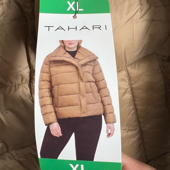 NWT Tahari Women's Asymmetrical Puffer tan Jacket XL J1 - Picture 4 of 5